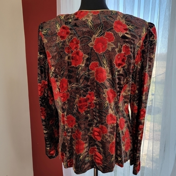 R&K Evening Rose Pattern Jacket Size Large EUC - Picture 3 of 9